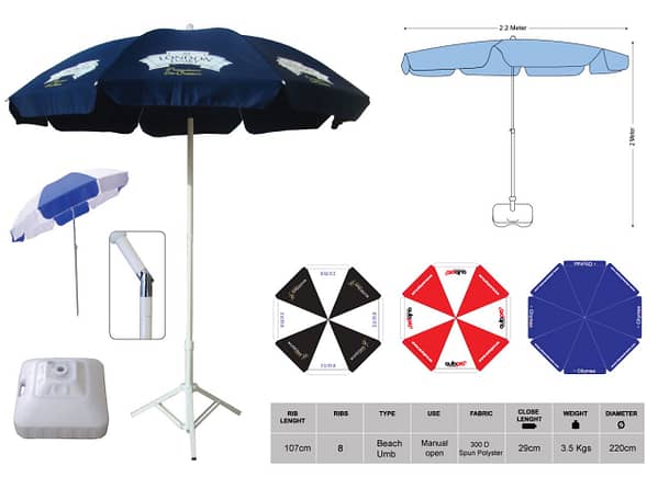 Beach Umbrella specs and supplier in UAE